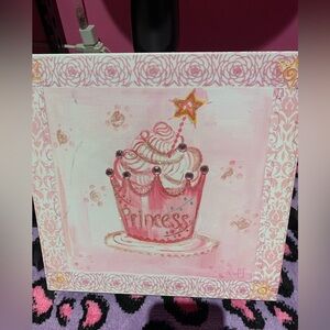 Pink Princess Cupcake Canvas Art